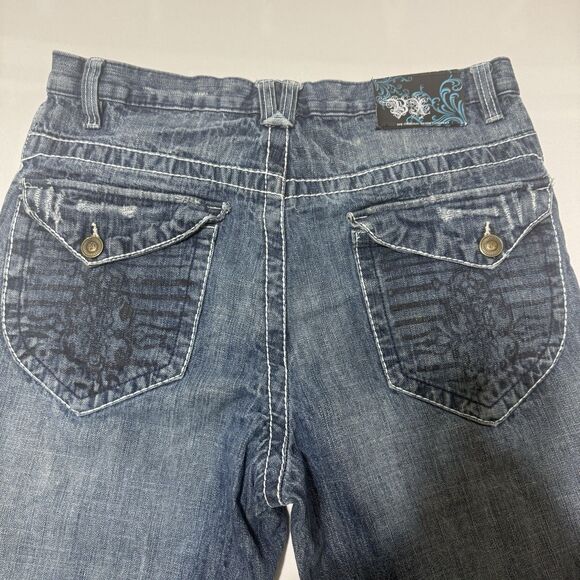 Brooklyn Express Men's Blue Jeans 36 X 34 Distressed Vtg Y2K - Picture 9 of 13